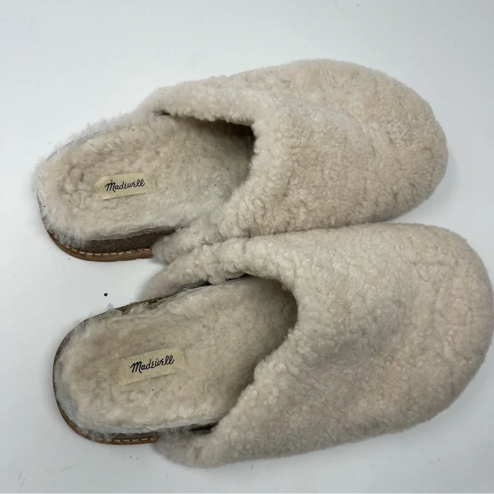Madewell Cream Faux-Shearling Slip-On Clog Mules - Picture 6 of 7